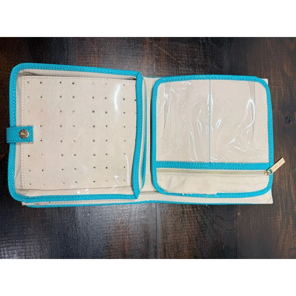 Kendra Scott Turquoise Faux Leather Jewelry‎ Organizer Travel Roll Storage Pouch